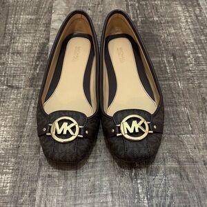 Michael Kors Women's Brown MK Fulton Leather Moccasin Flats-Size 8